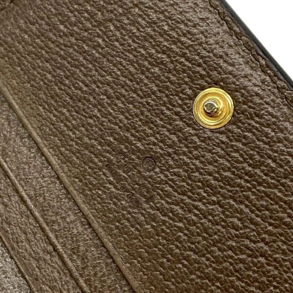 Gucci Bifold Wallet Ophidia Dark Brown Red Multi Cotton Leather Dark X Multi - Picture 5 of 7